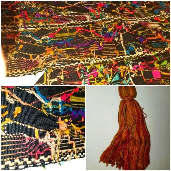 Vintage HANDSEWN Guatemala TOCOYAL table runner SASH 9 FT head wrap - Picture 3 of 7